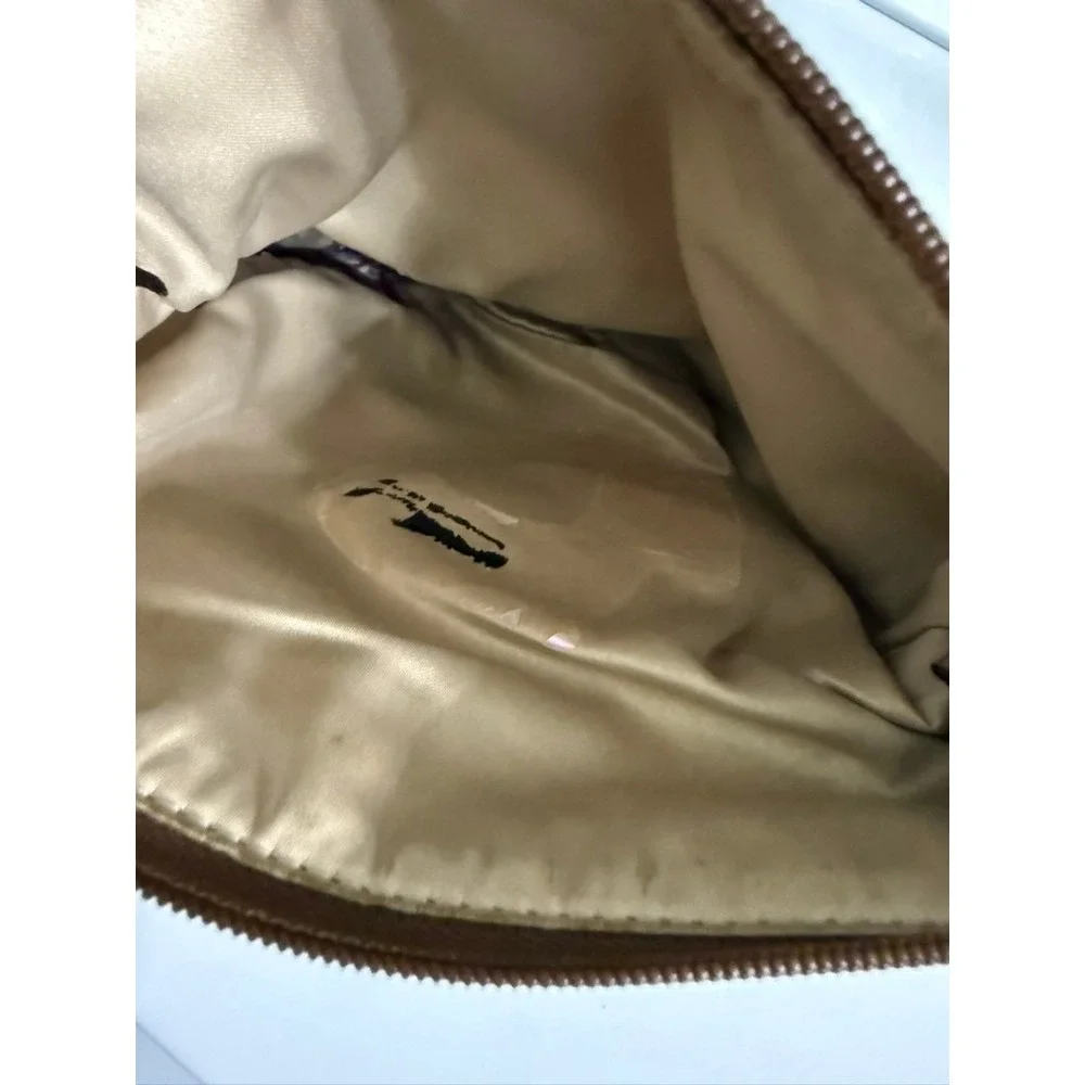 Coach Signature Canvas Crossbody Bag Brown Khaki Front Turnlock Pocket Gold Trim